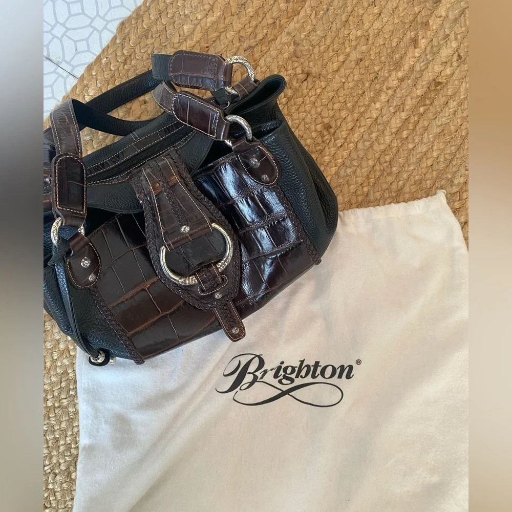 Brighton Croc and Pebbled Leather Satchel Style Handbag - Picture 13 of 13